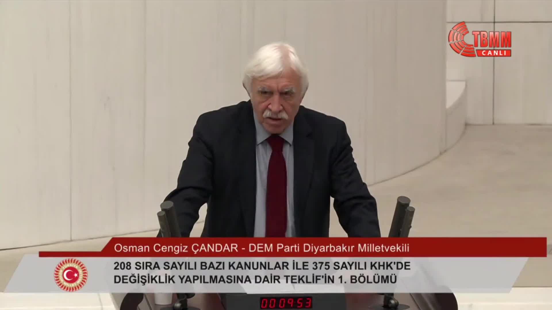TBMM Genel Kurulu... DEM Partili Çandar: Süreç, Devlet Bahçeli'nin bir emniyet supabı gibi katkı sağlaması söz konusu olmadan gerçekleşemezdi