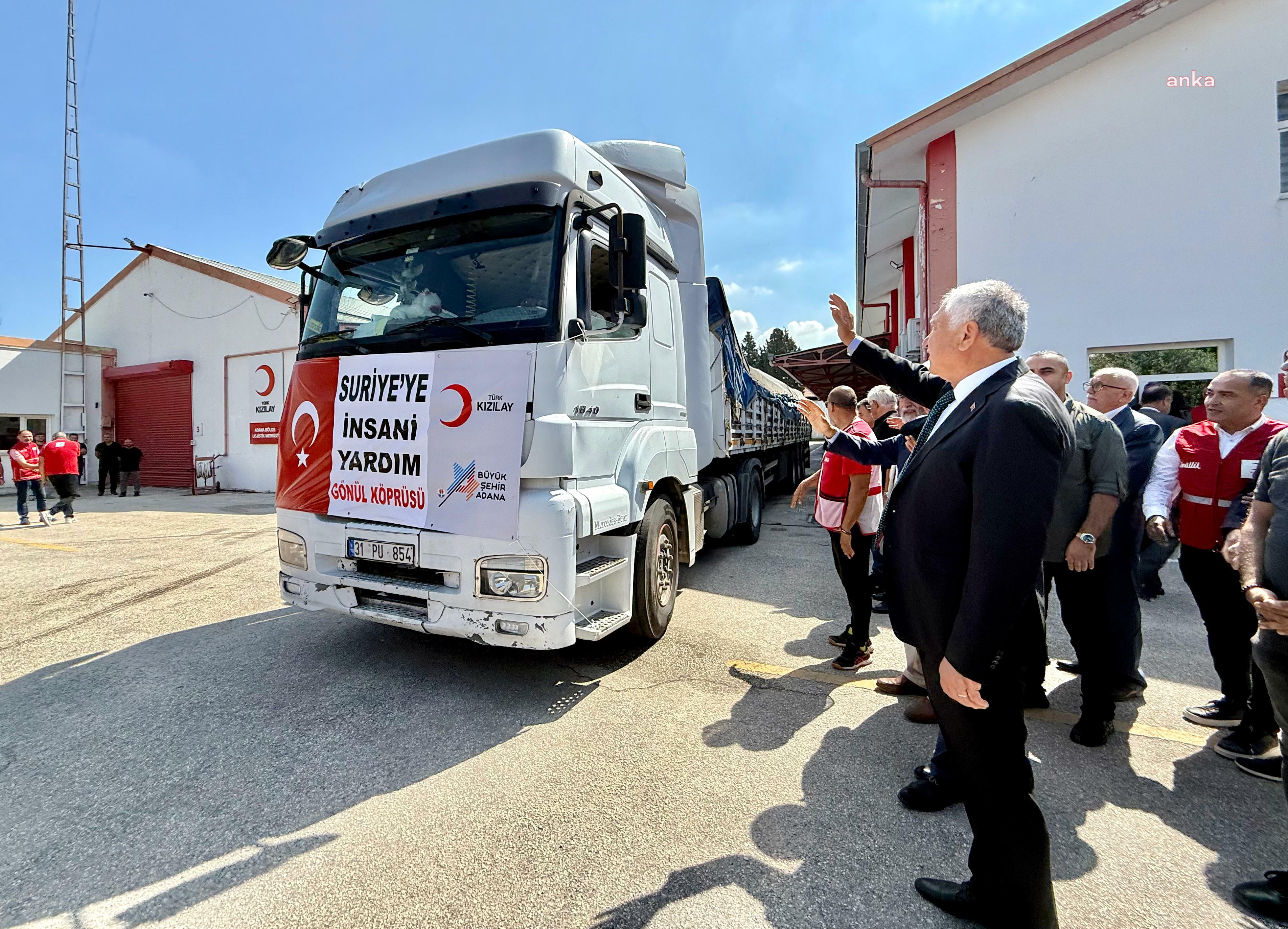Adana Büyükşehir Belediyesi, Suriye’ye 3 TIR insani yardım malzemesi gönderdi