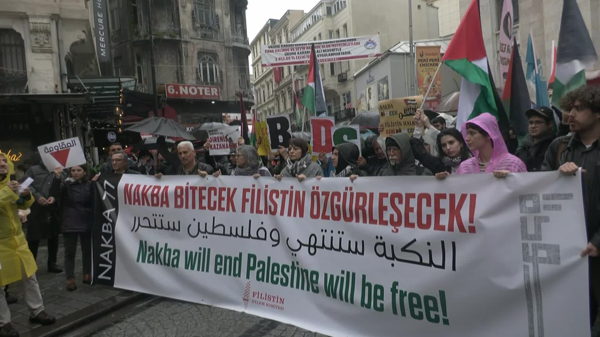 Nakba'nın 77'nci yıl dönümünde İstanbul'da Filistin halkıyla dayanışma yürüyüşü