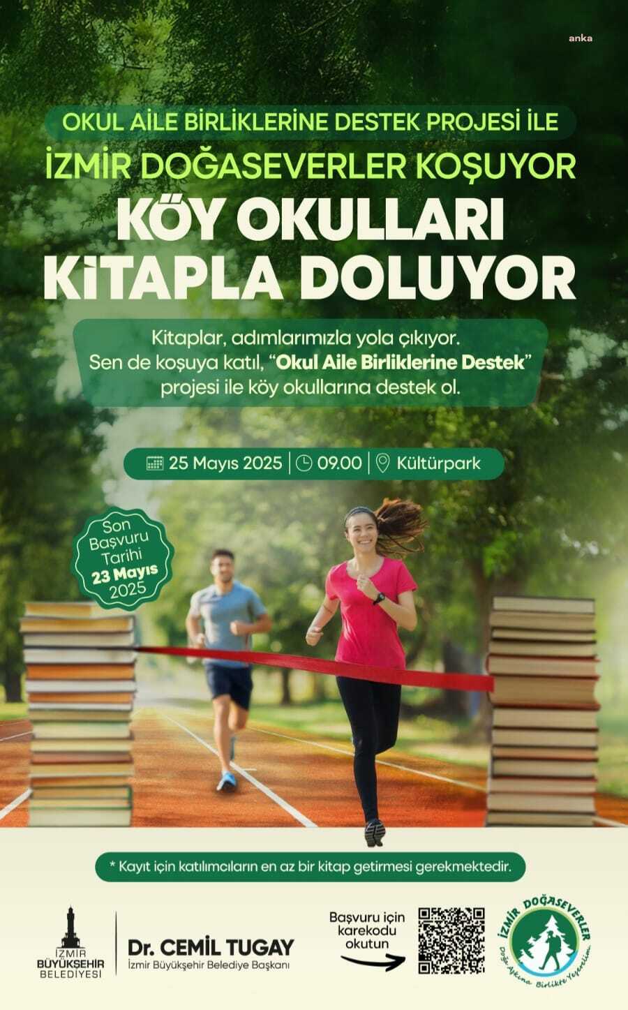 İzmir’de doğaseverler koşacak, köy okulları kitapla dolacak