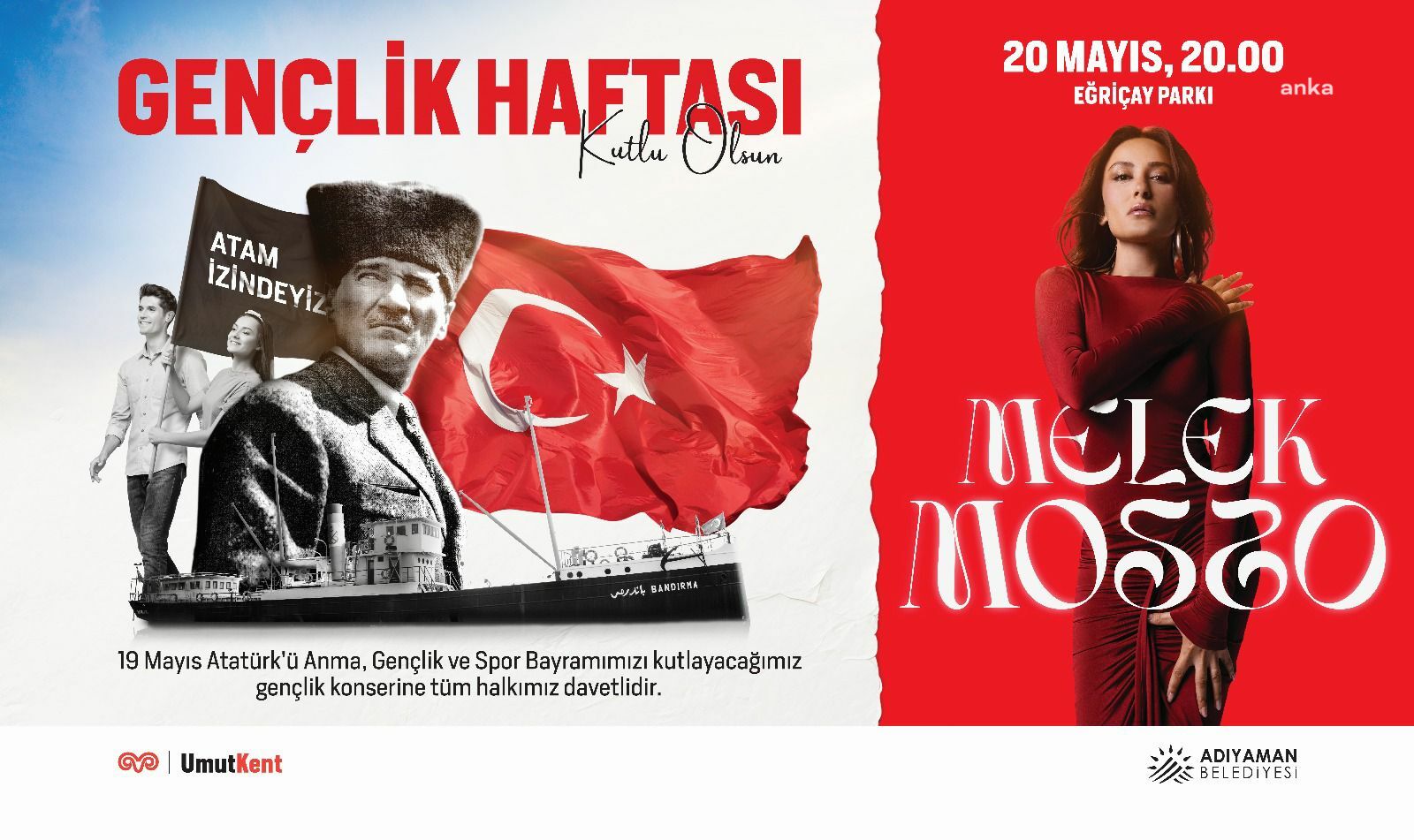 Adıyaman, 19 Mayıs coşkusunu Melek Mosso konseriyle yaşayacak