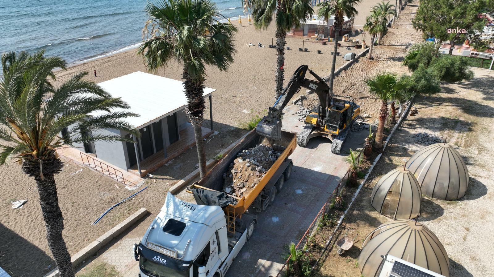 Silifke Belediyesi'nden yaz öncesi Atakent Sahili'nde yenileme ve düzenleme çalışması