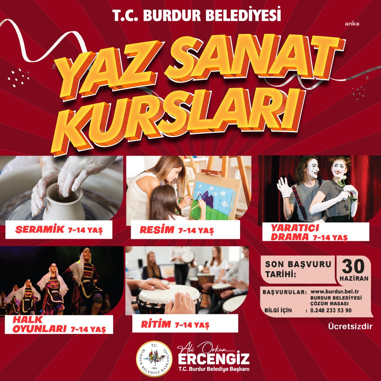 Burdur Belediyesi, çocuklar için yaz kursları düzenliyor