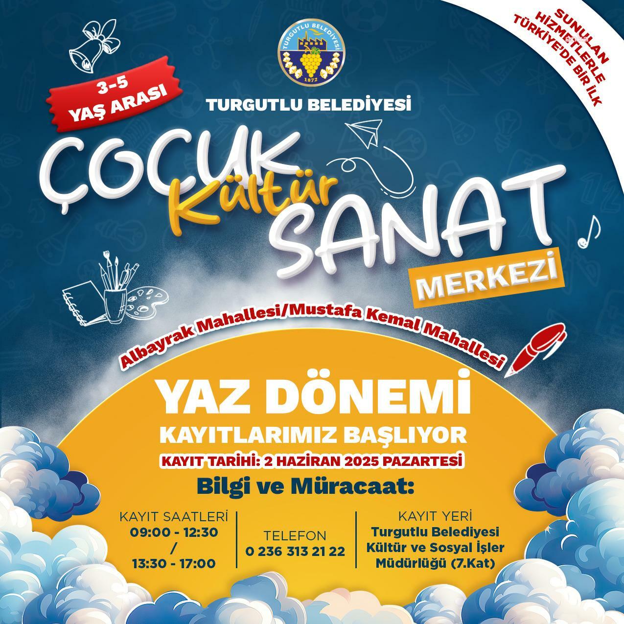 Turgutlu Belediyesi Çocuk Kültür Sanat Merkezleri'ne kayıtlar başlıyor