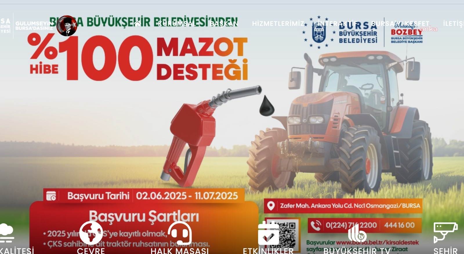 Bursa Büyükşehir Belediyesi’nden yüzde 100 hibe ile ‘Mazot Desteği’