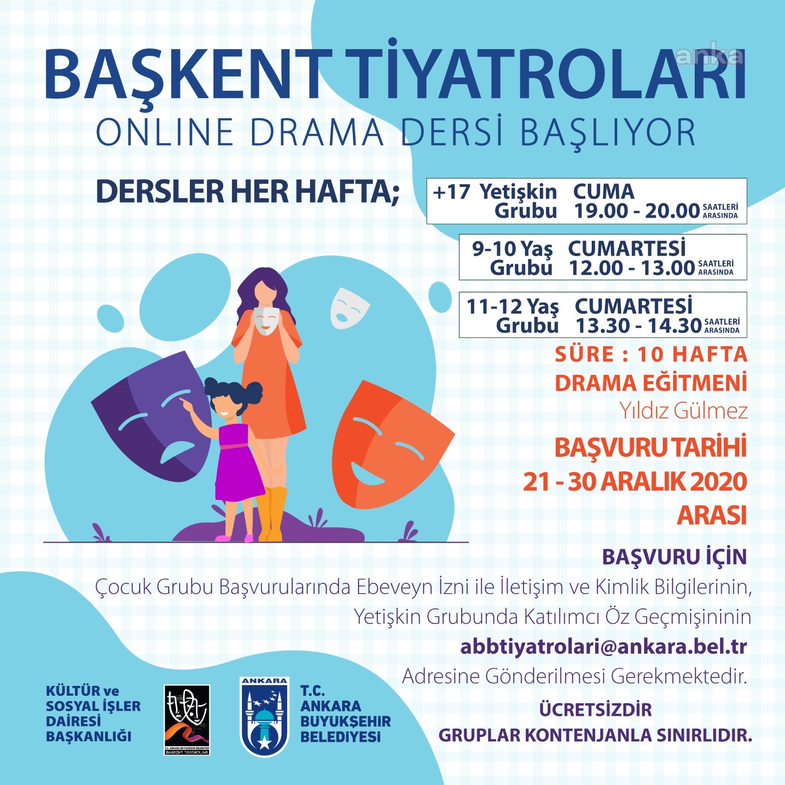 ANKARA BÜYÜKŞEHİR’DEN YENİ YILDA ONLINE DRAMA DERSİ