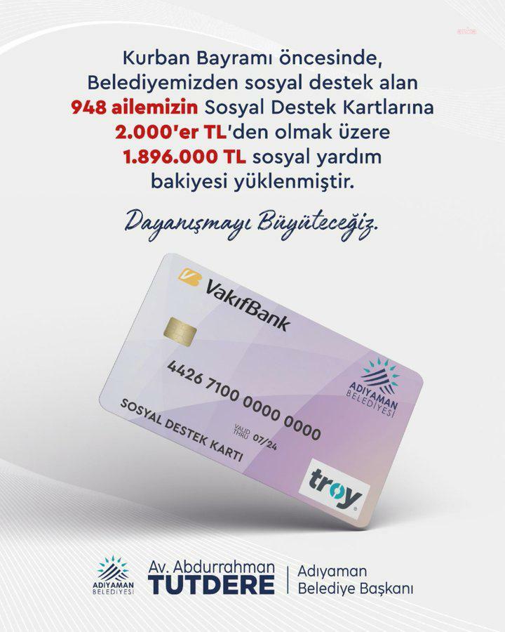 Adıyaman Belediyesi’nden Kurban Bayramı öncesi 948 aileye destek