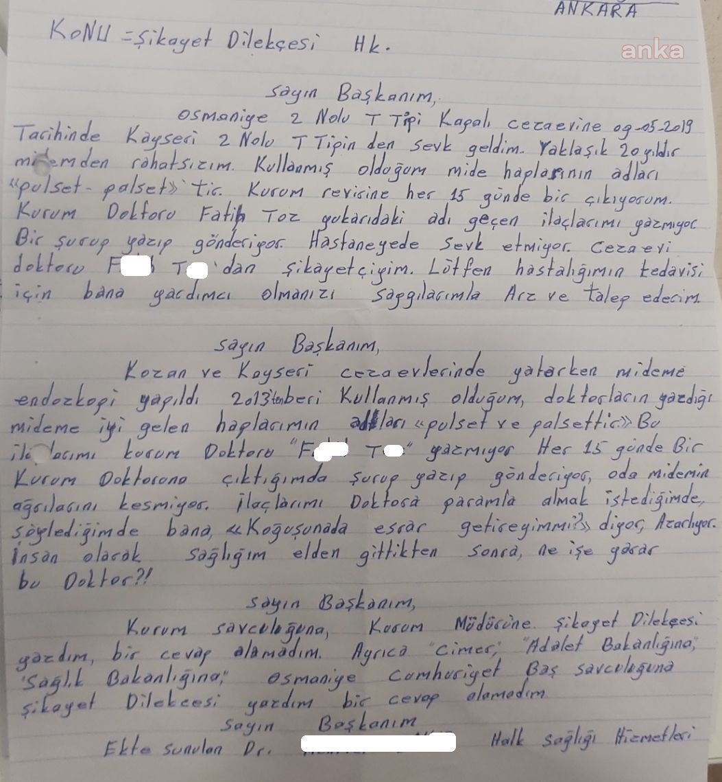 CEZAEVİ DOKTORUNDAN MAHPUSA AZAR: KOĞUŞUNA DA ESRAR GETİREYİM Mİ?