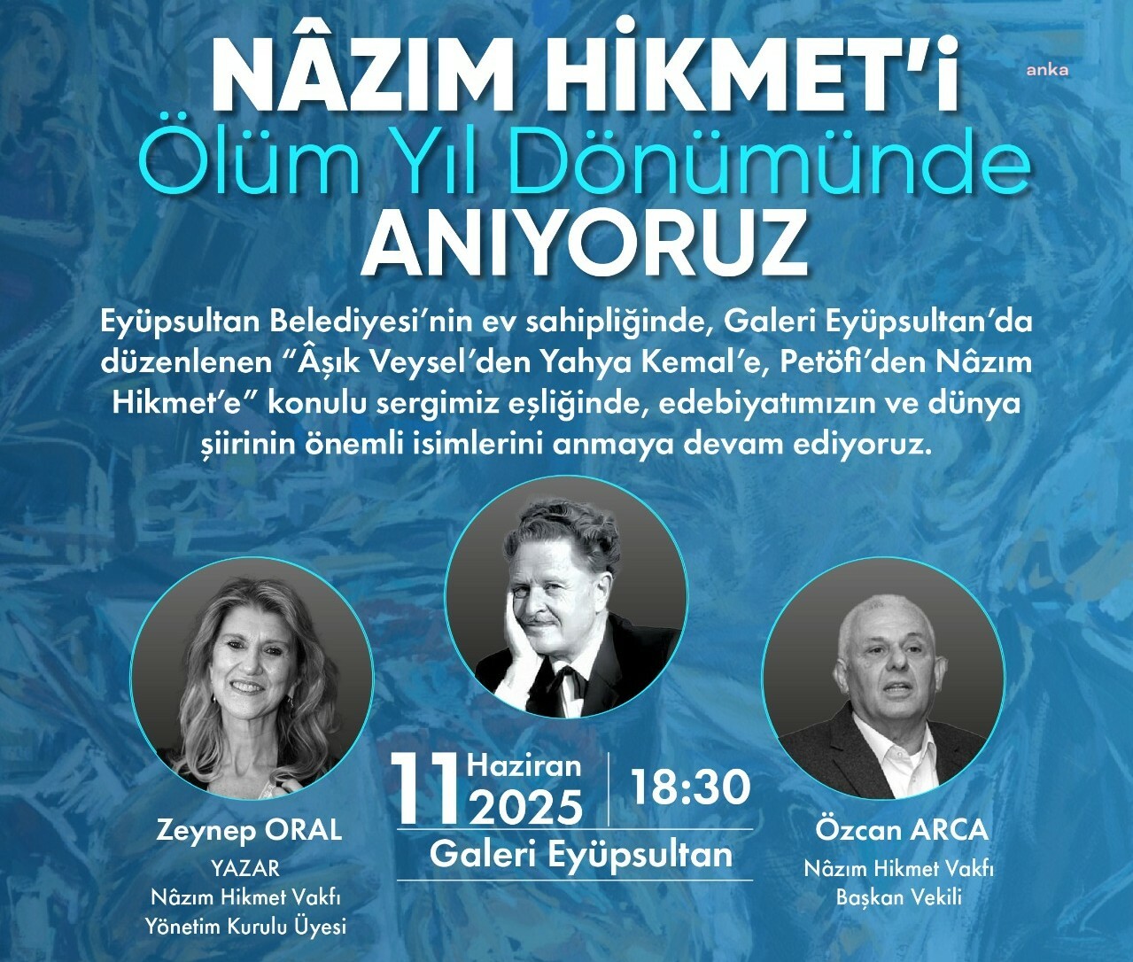 Nâzım Hikmet, ölümsüzlüğünün 62’nci yılında Eyüpsultan’da anılacak