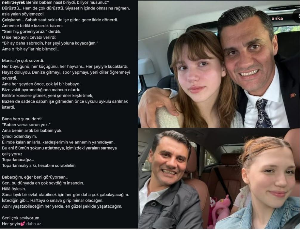 Manisa Büyükşehir Belediye Başkanı Zeyrek'in kızı Nehir Zeyrek: "Toparlanacağız. Toparlanmalıyız ki, hesabını sorabilelim"