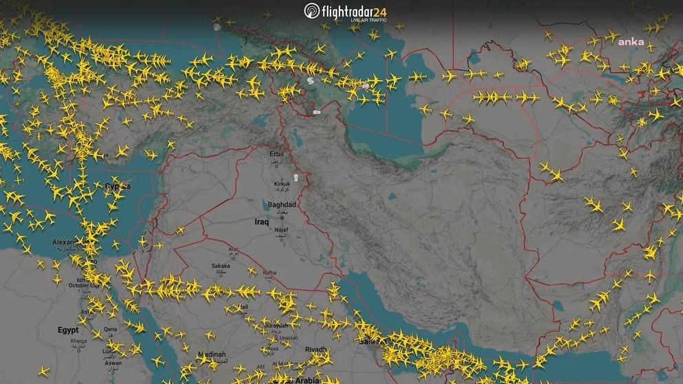 İran ve İsrail arasında kalan bölgede uçuş trafiği durdu