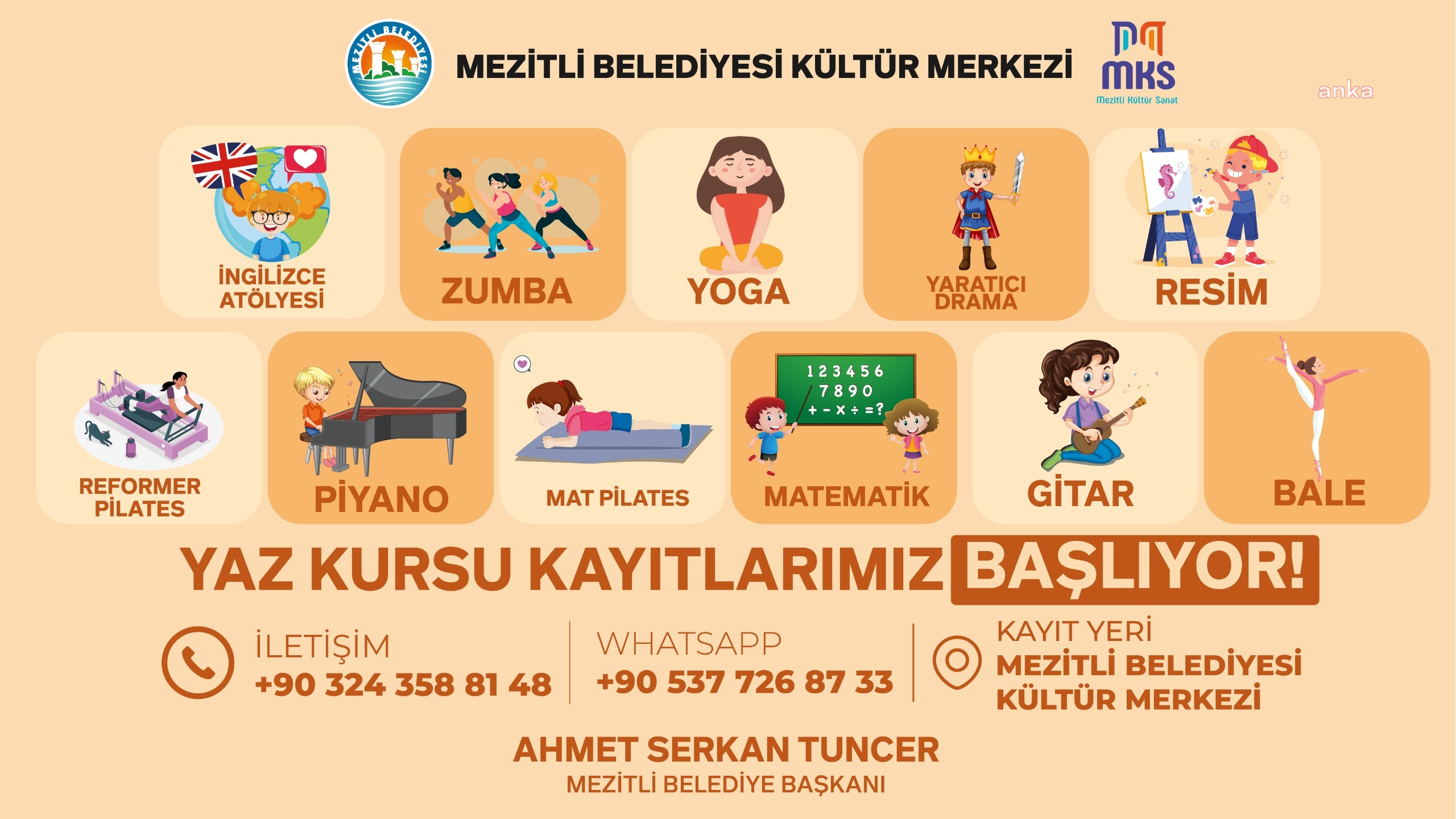 Mezitli Belediyesi’nden yaz boyunca kültür, sanat ve spor kursları