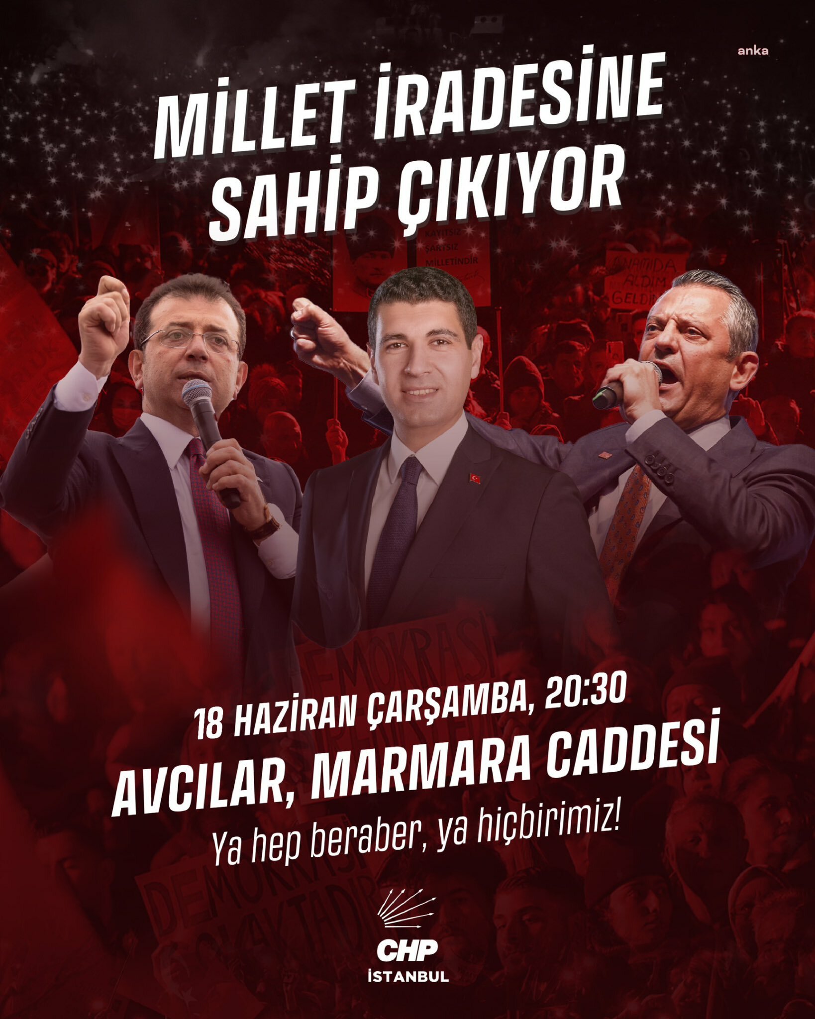 CHP’nin, “Millet İradesine Sahip Çıkıyor” mitinglerinin dokuzuncusu Avcılar’da düzenlenecek
