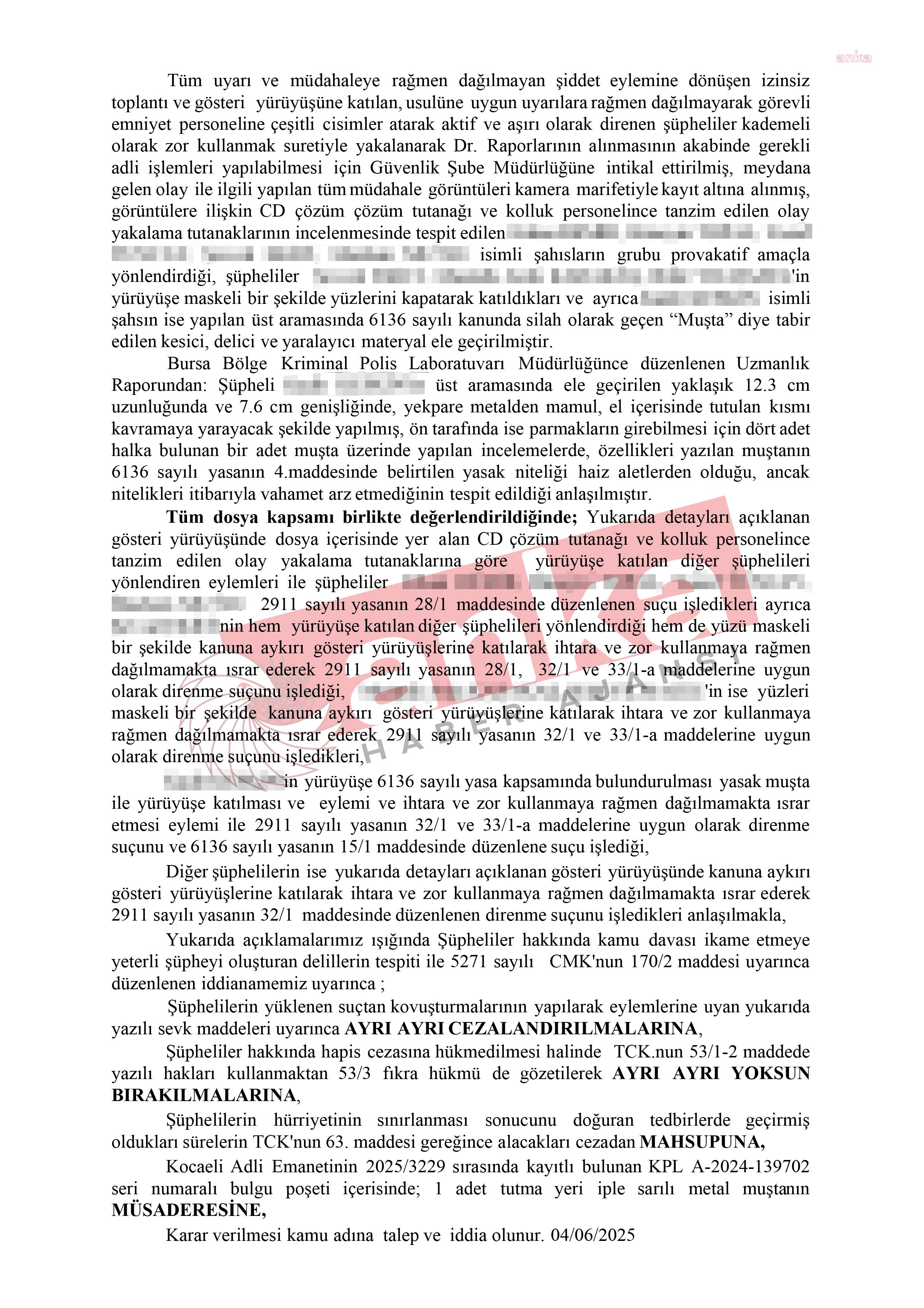 Kocaeli'nde Ekrem İmamoğlu'na destek eylemlerine katılan 72 kişi hakkında dava açıldı