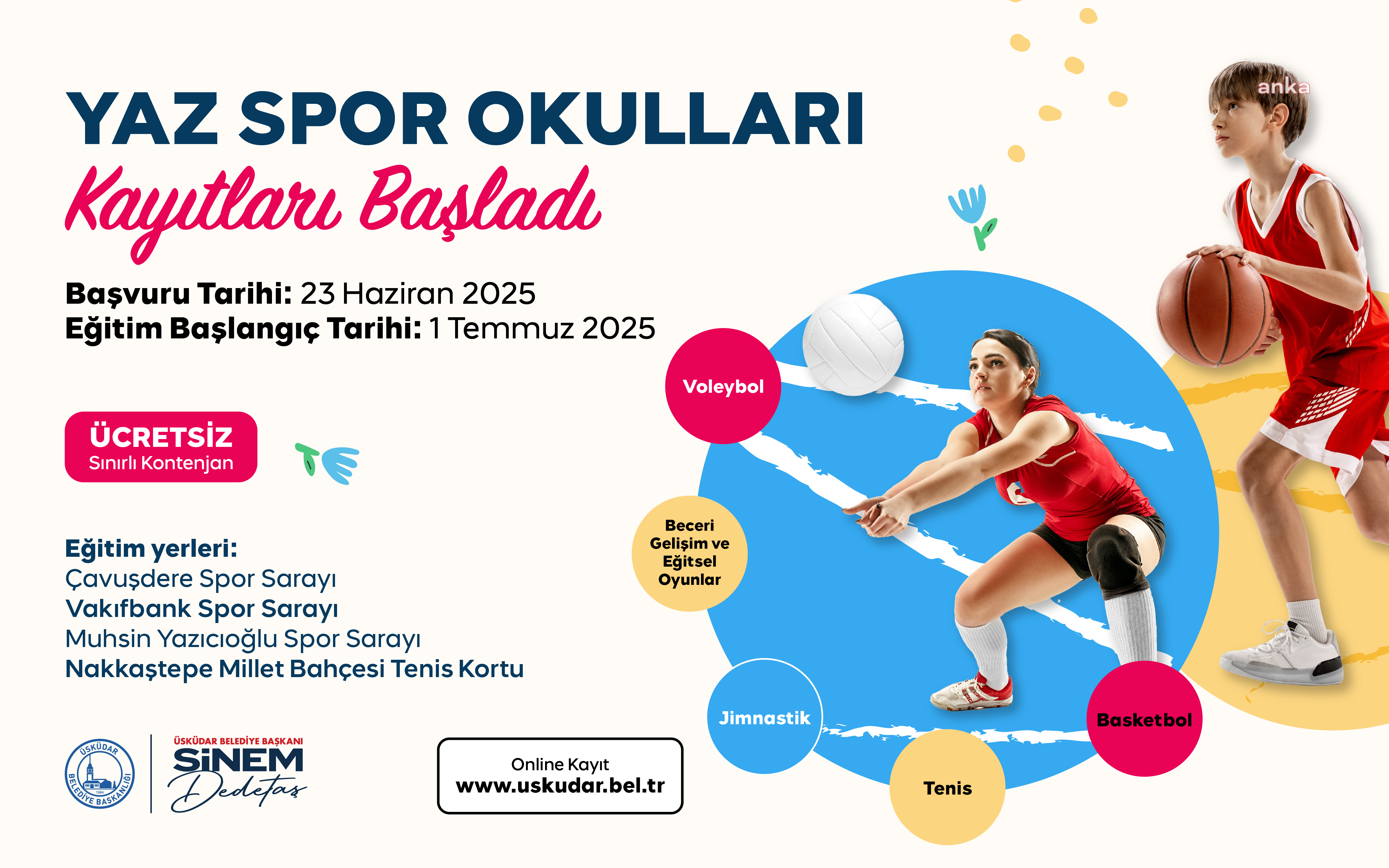 Üsküdar Belediyesi'nin yaz spor okulları başlıyor: 5 branşta ücretsiz eğitim