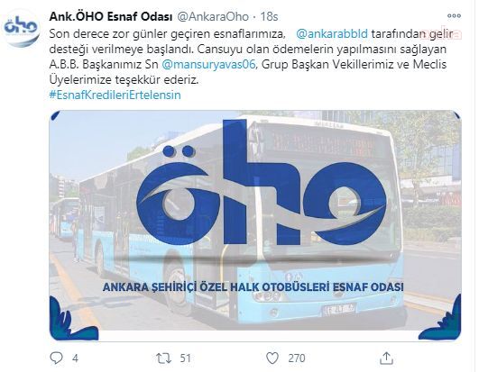 MANSUR YAVAŞ’TAN BİR DESTEK DE ÖZEL HALK OTOBÜSLERİNE