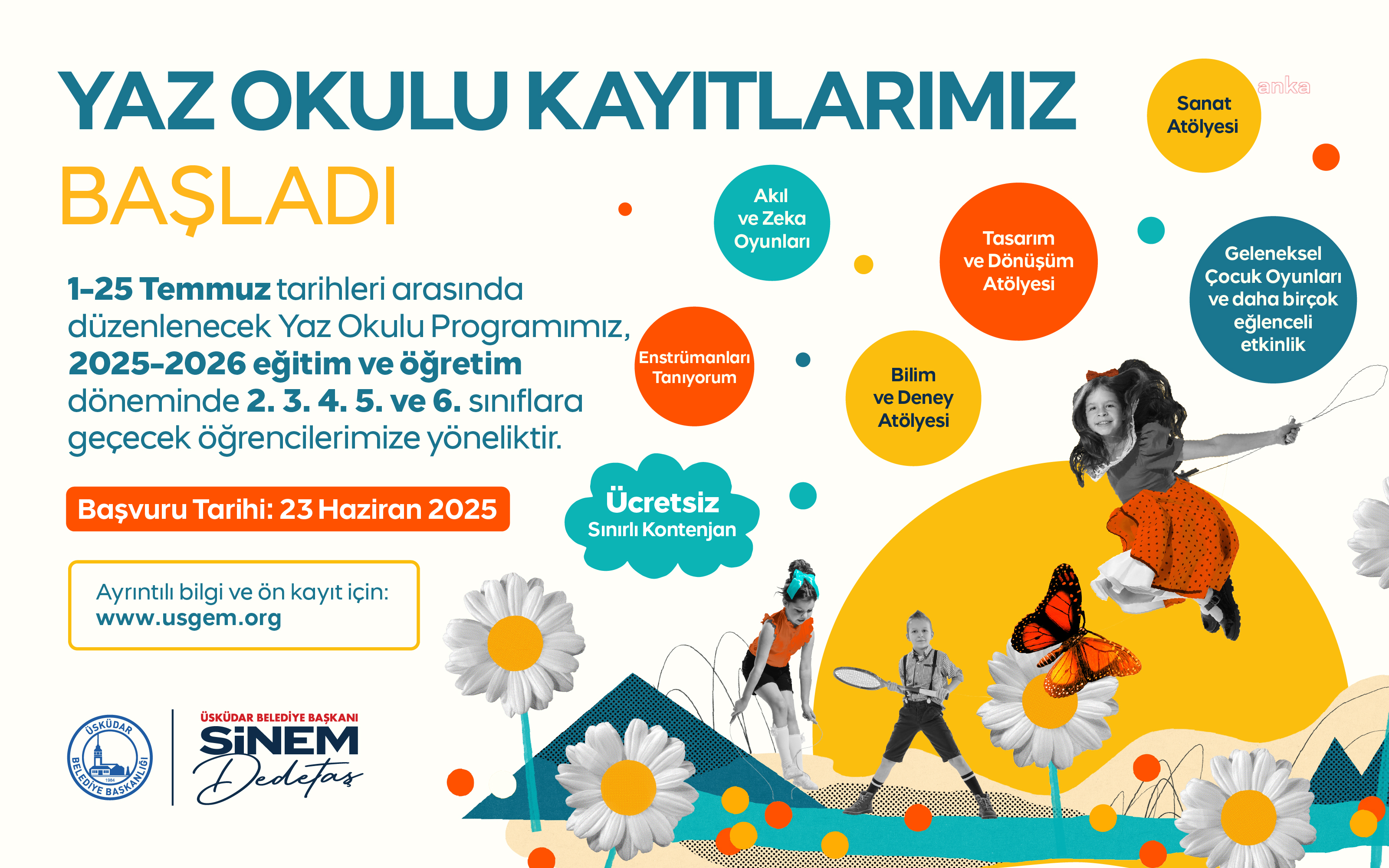 Üsküdar Belediyesi Yaz Okulu'na kayıtlar başladı