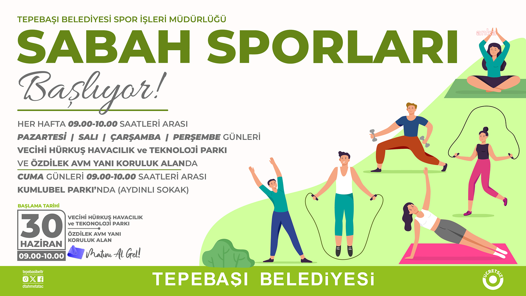 Tepebaşı'nda açık havada spor eğitimleri başlıyor