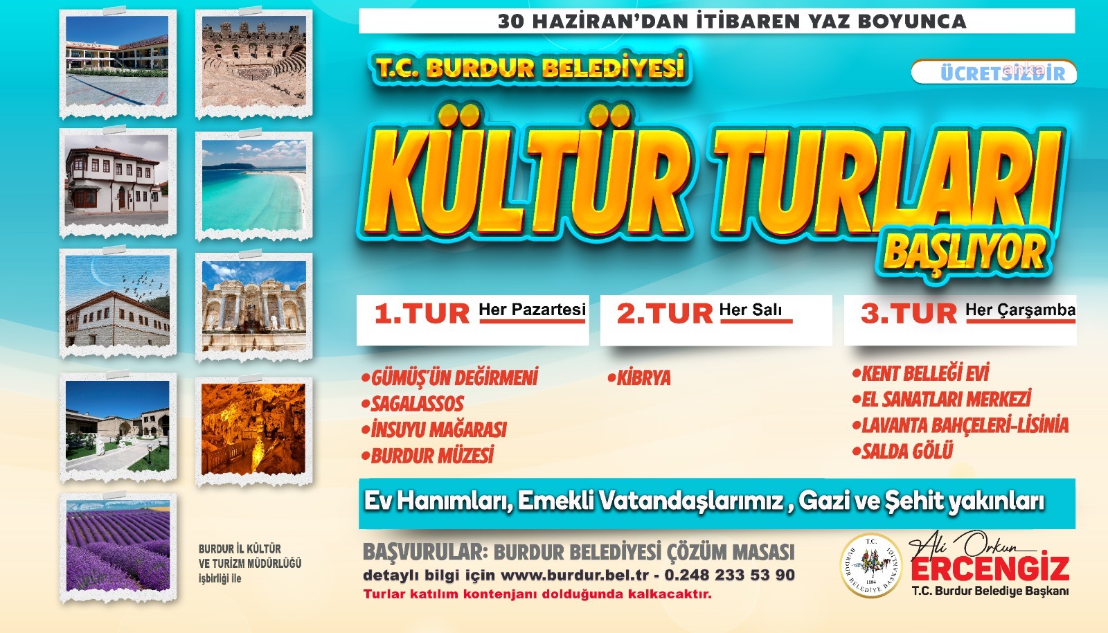 Burdur Belediyesi ücretsiz kültür turları düzenliyor