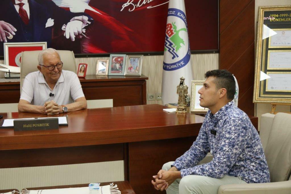 Depremzede gençten Karadeniz Ereğli Belediye Başkanı Posbıyık’a teşekkür ziyareti