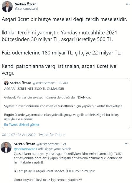GELECEK PARTİLİ ÖZCAN: "GURUR DUYUN ÜLKEYİ UCUZ İŞ GÜCÜ CENNETİ YAPTINIZ"