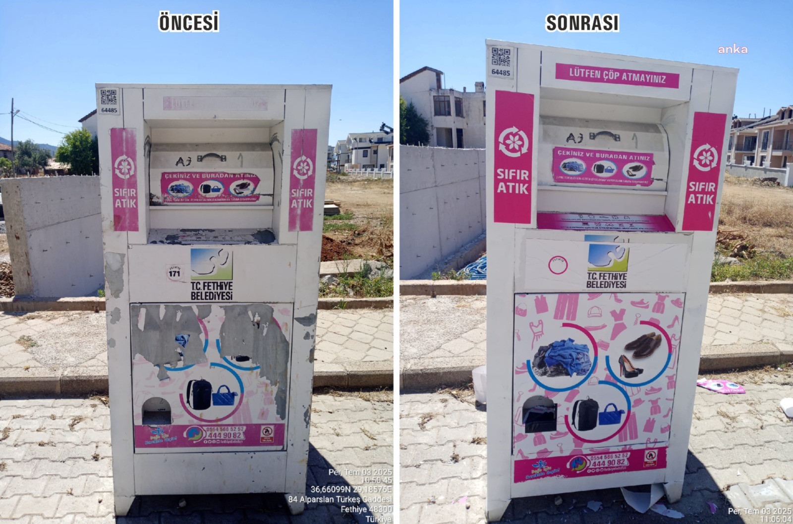 Fethiye’de tekstil atık kumbaraları yenilendi