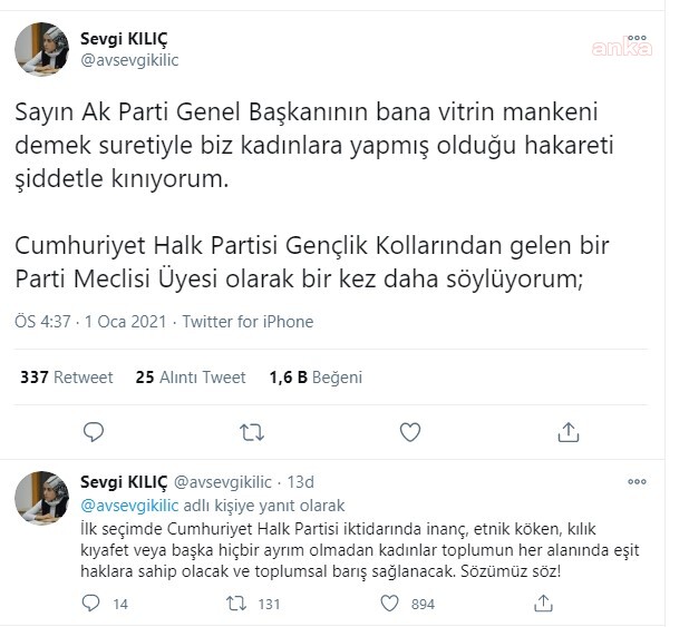 CHP’Lİ KILIÇ’TAN ERDOĞAN’IN ‘VİTRİN MANKENİ’ SUÇLAMASINA YANIT: ŞİDDETLE KINIYORUM