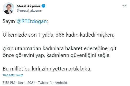 MUHALEFTTEN ERDOĞAN'A "VİTRİN MANKENİ" TEPKİSİ: "ÖNCE KADINLARIN GÜVENLİĞİNİ SAĞLA"