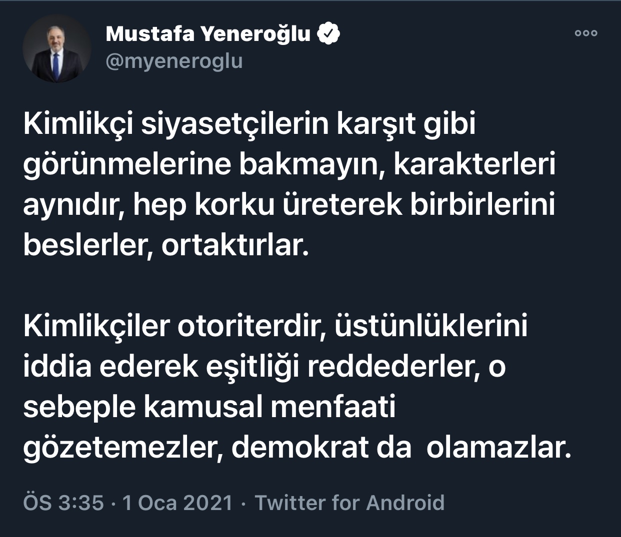 DEVA PARTİLİ YENEROĞLU: "İKİSİ DE TEK TİPÇİ VE KADINI ARAÇSALLAŞTIRIYOR. İKİSİ DE ÇAĞDIŞI"