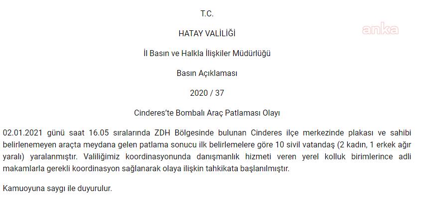CİNDERES'TE BOMBA YÜKLÜ ARAÇ PATLADI: 10 KİŞİ YARALANDI