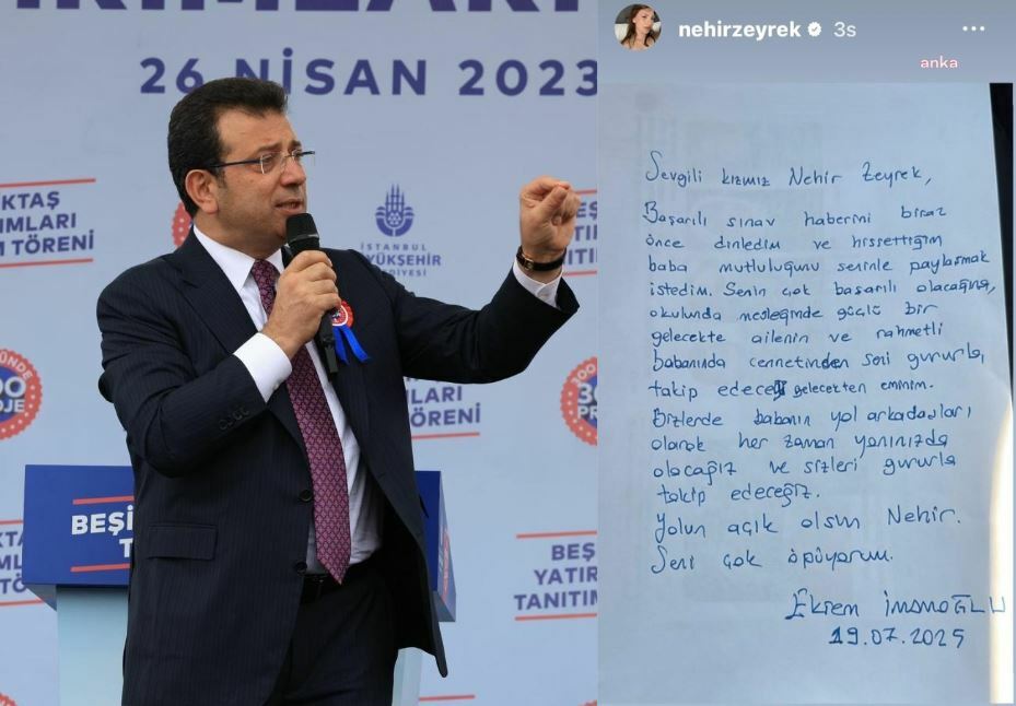 Ekrem İmamoğlu'ndan, Nehir Zeyrek'e mektup: Bizler de babanın yol arkadaşları olarak her zaman yanında olacağız ve sizleri gururla takip edeceğiz