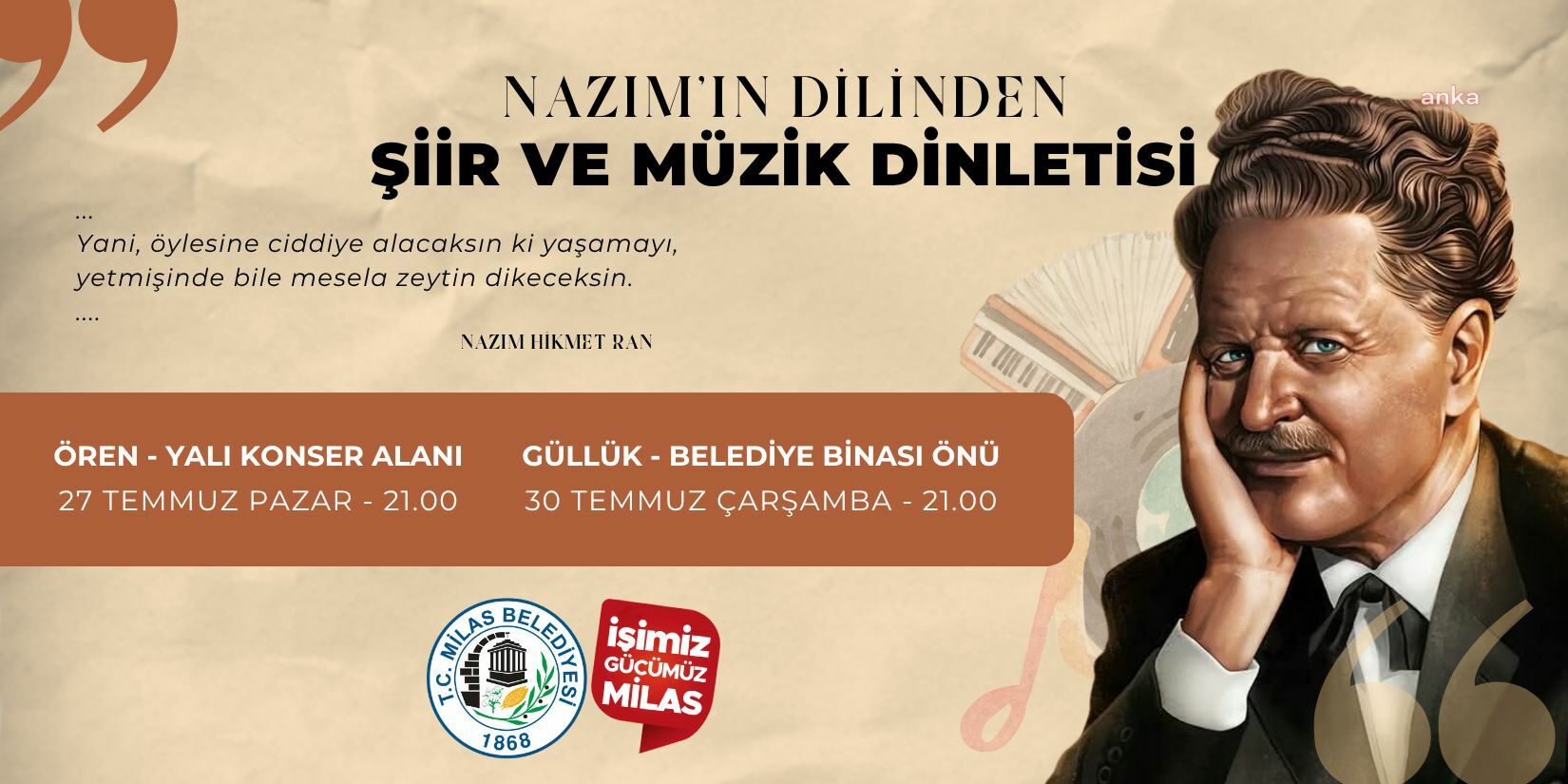 Nazım Hikmet Ran, Milas'ta anılacak