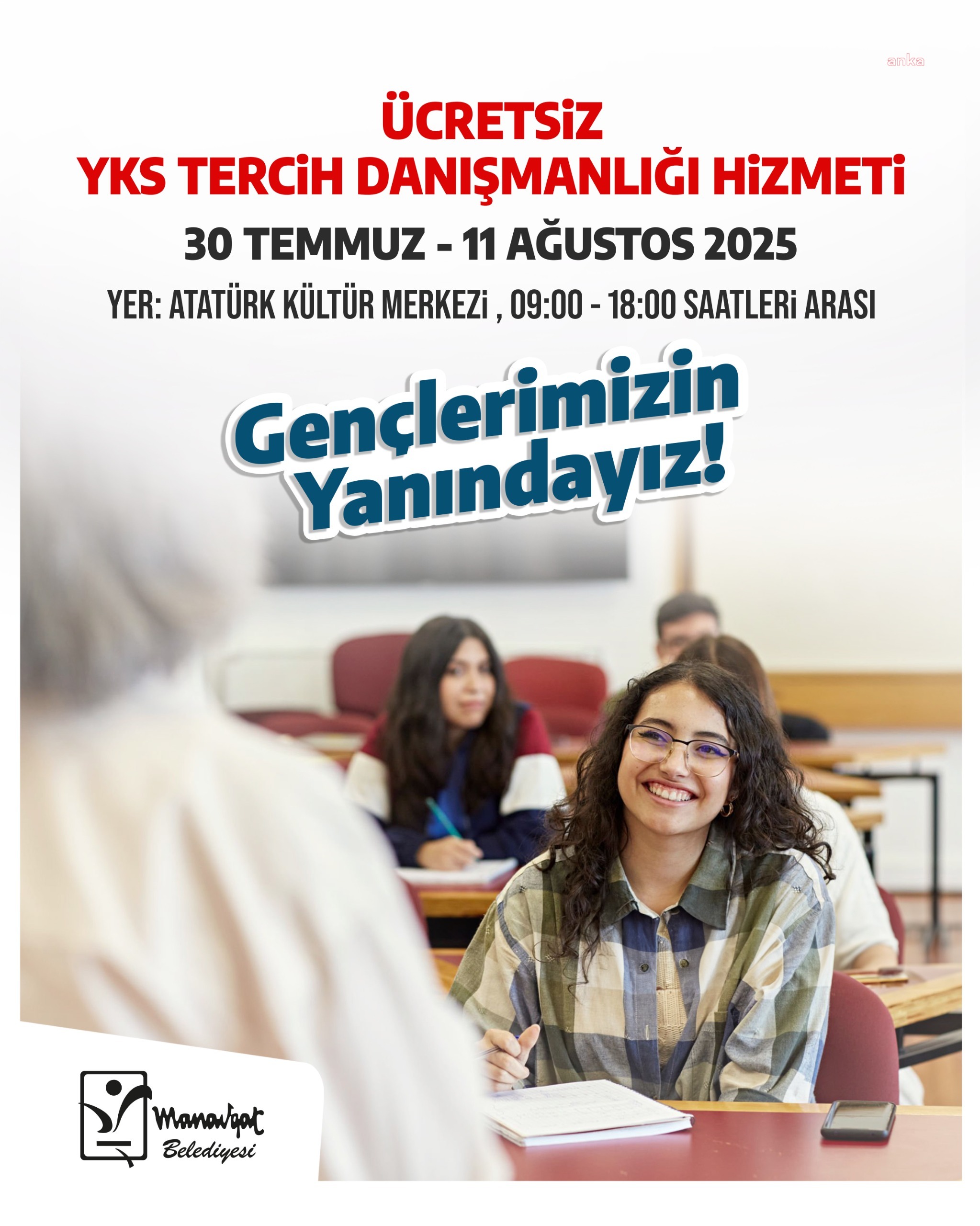 Manavgat Belediyesi'nden ücretsiz YKS tercih danışmanlığı hizmeti