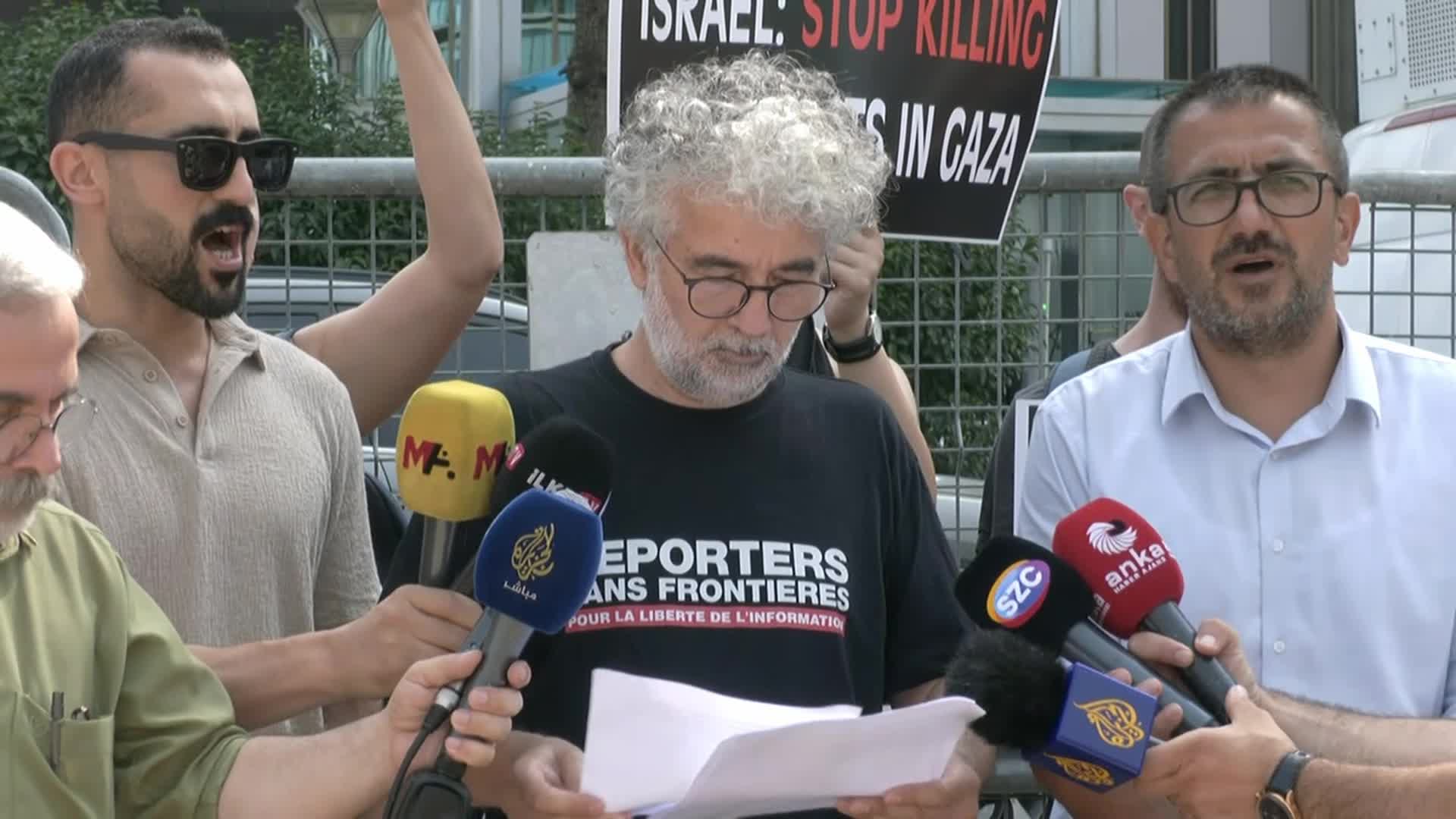 Basın meslek örgütlerinden İsrail Konsolosluğu önünde protesto