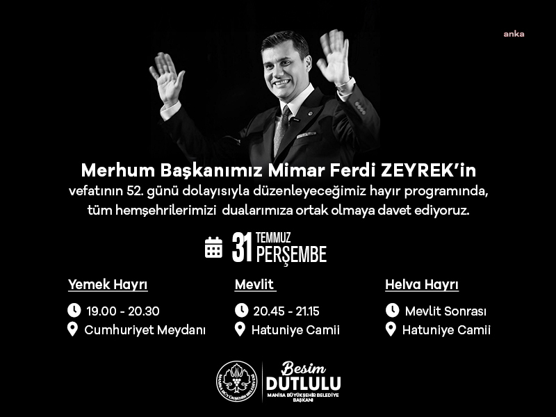 Manisa Büyükşehir Belediyesi’nden Ferdi Zeyrek için anma programı