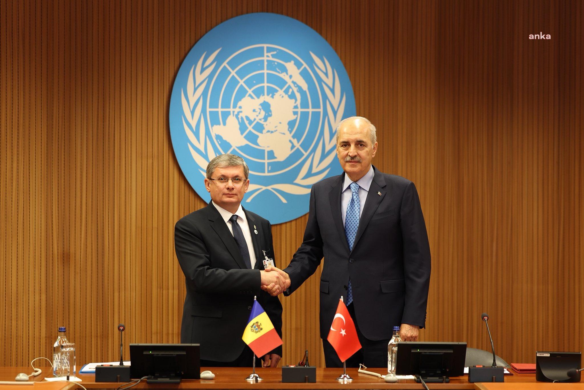 TBMM Başkanı Kurtulmuş, Moldova Parlamento Başkanı Grosu ile bir araya geldi