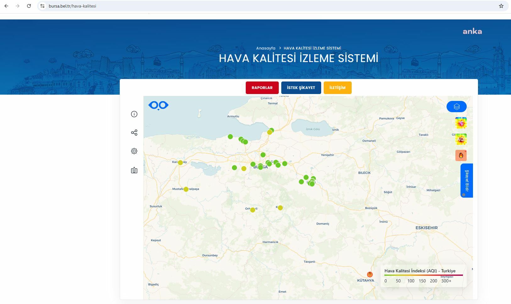Bursa Büyükşehir Belediyesi'nden yangın noktalarını anlık gösteren sistem