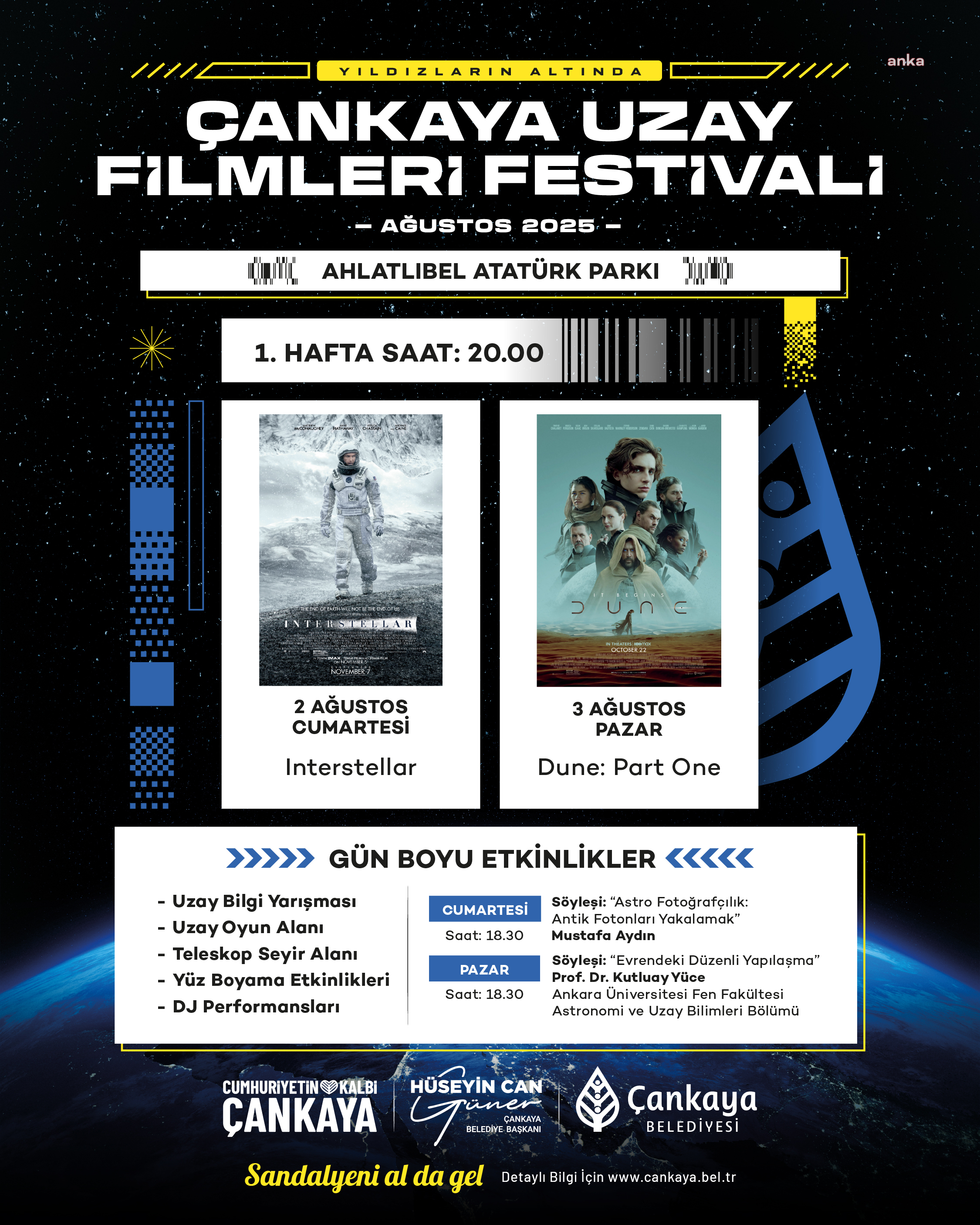 Çankaya'da Uzay Filmleri Festivali, 2 Ağustos’ta başlıyor