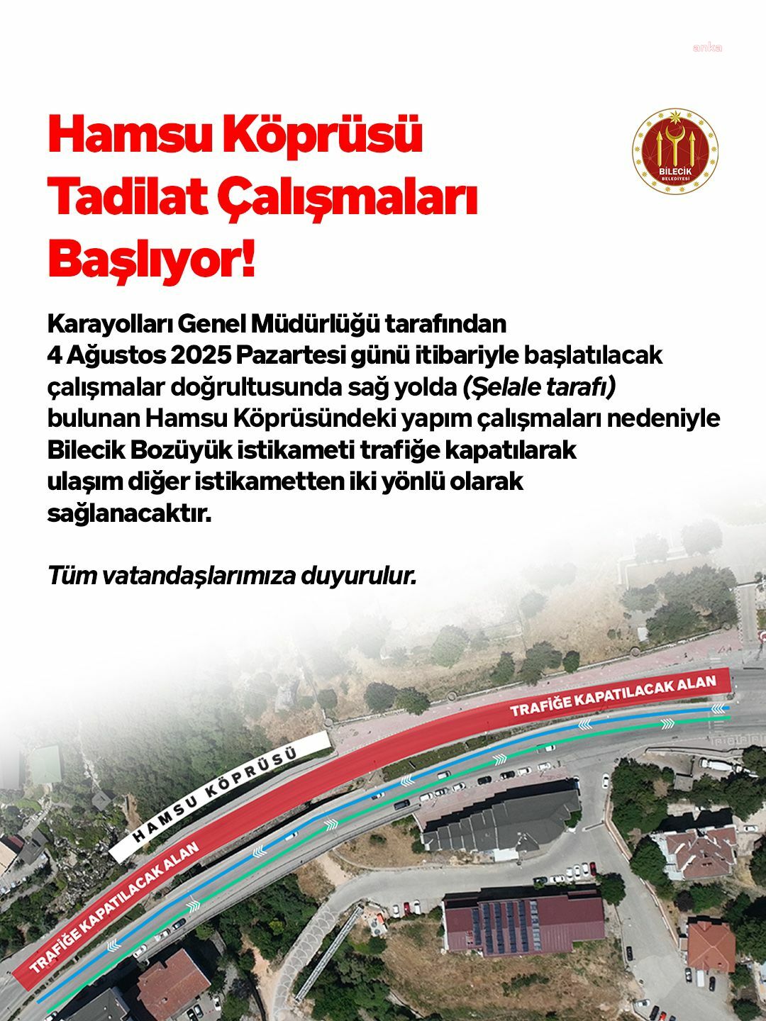 Bilecik Belediyesi Hamsu köprüsünde tadilat çalışmalarına başlıyor
