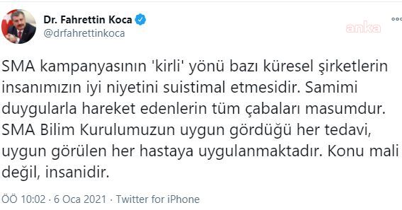 BAKAN KOCA’DAN SMA AÇIKLAMASI: KONU MALİ DEĞİL İNSANİ