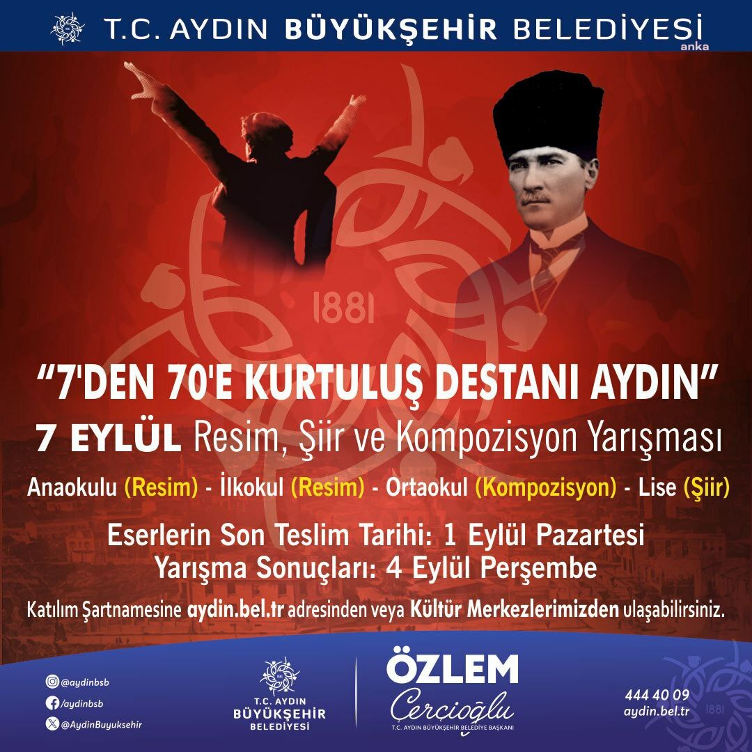 Aydın Büyükşehir Belediyesi'nden “7’den 70’e Kurtuluş Destanı Aydın” temalı yarışma