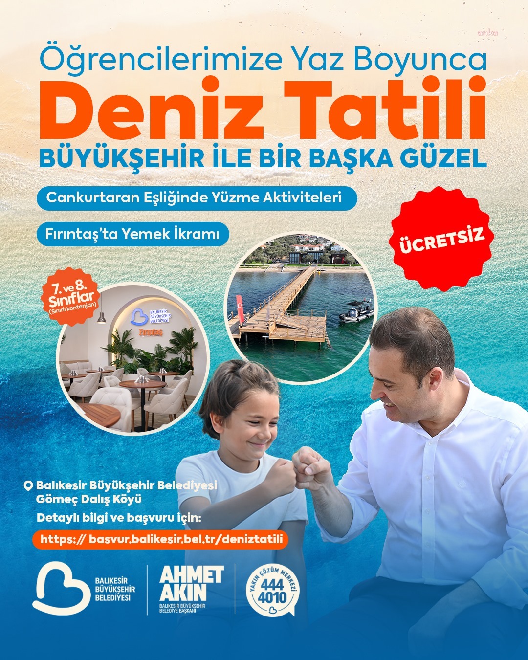 Balıkesir Büyükşehir Belediyesi'nden 7. ve 8. sınıf öğrencileri için deniz tatili