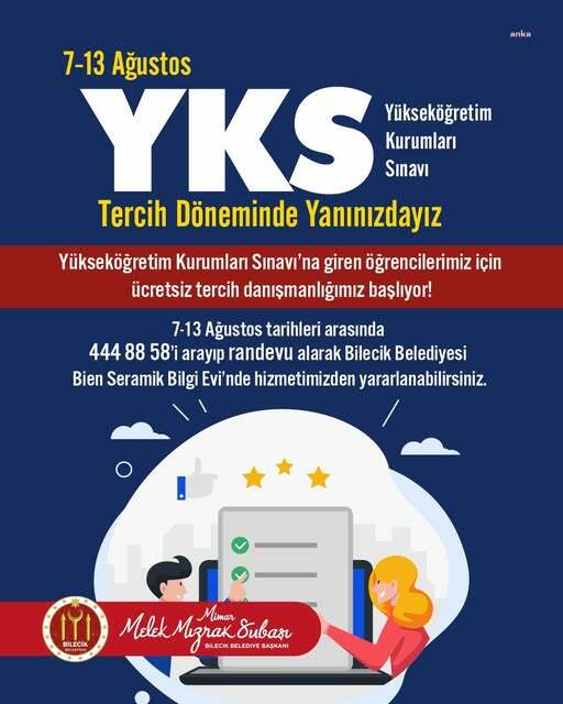 Bilecik Belediyesi’nden YKS tercih danışmanlığı hizmeti