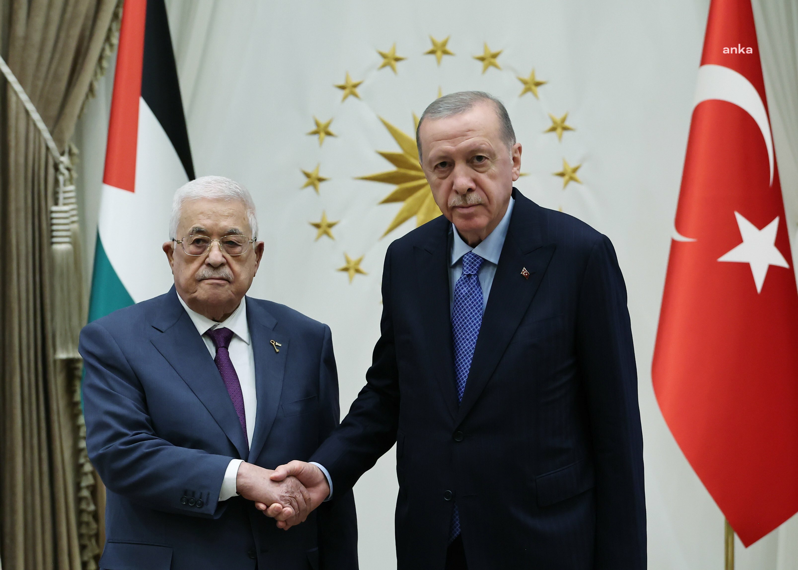 Cumhurbaşkanı Erdoğan, Filistin Devlet Başkanı Mahmud Abbas ile görüştü