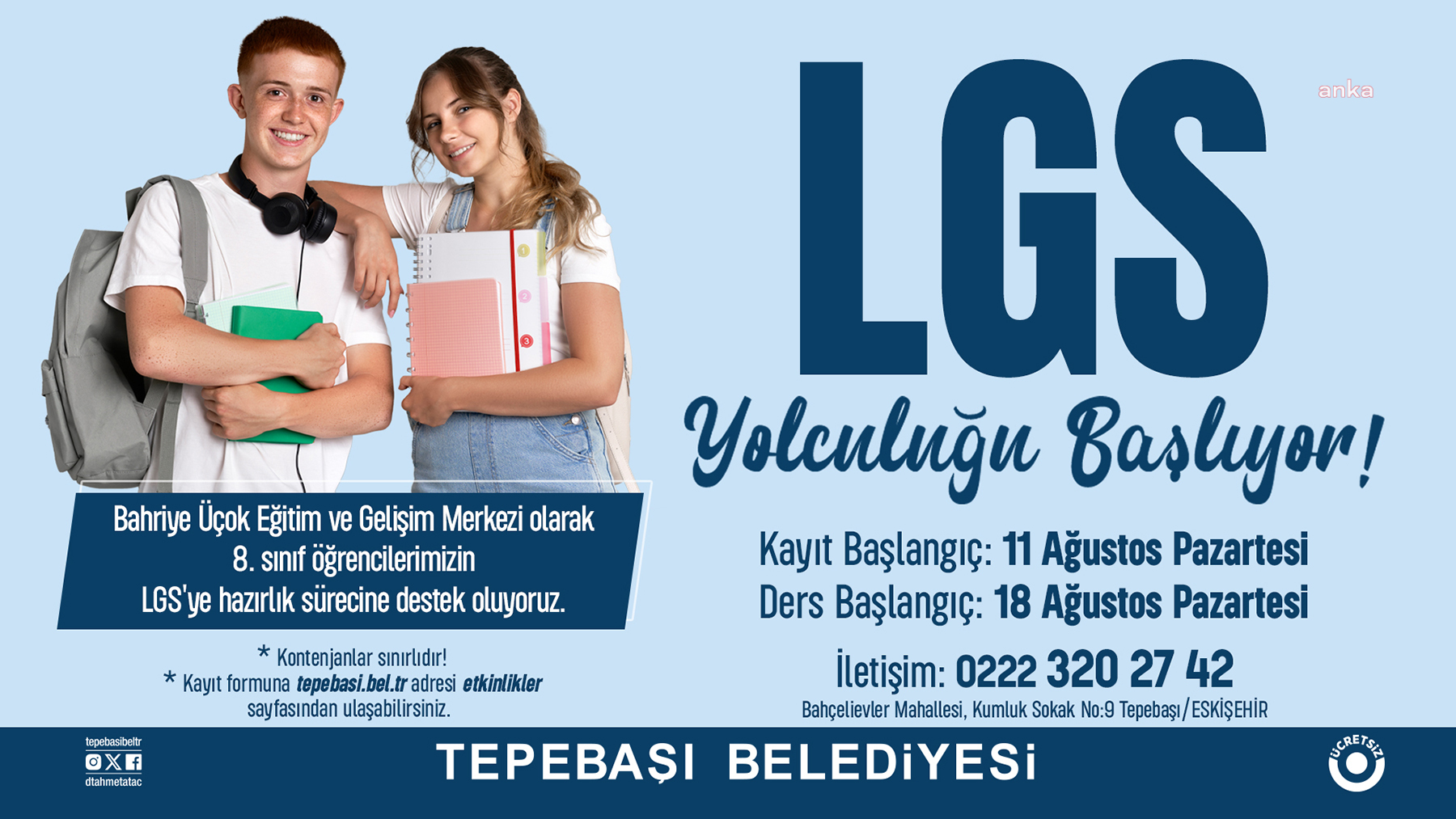 Tepebaşı Belediyesi'nden LGS'ye hazırlanan öğrencilere destek