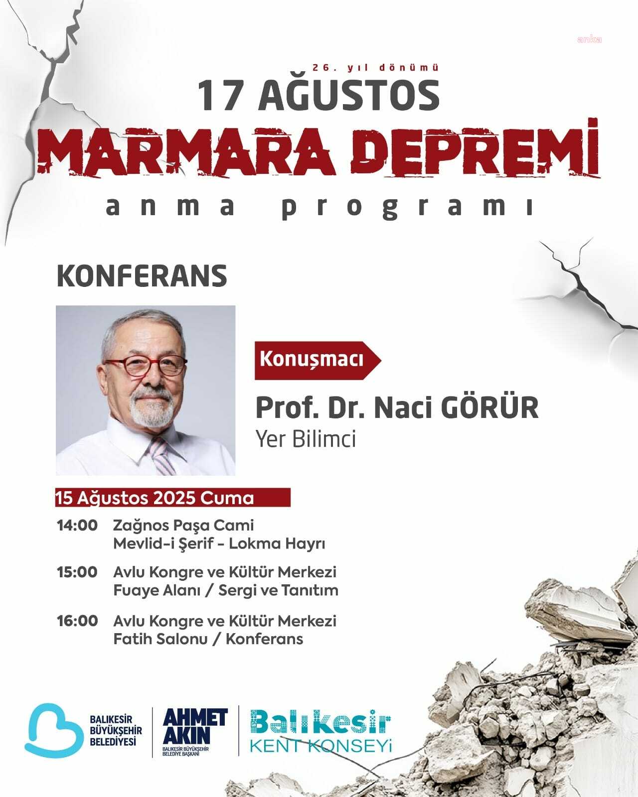 Balıkesir'de Marmara Depremi’nde hayatını kaybedenler anılacak