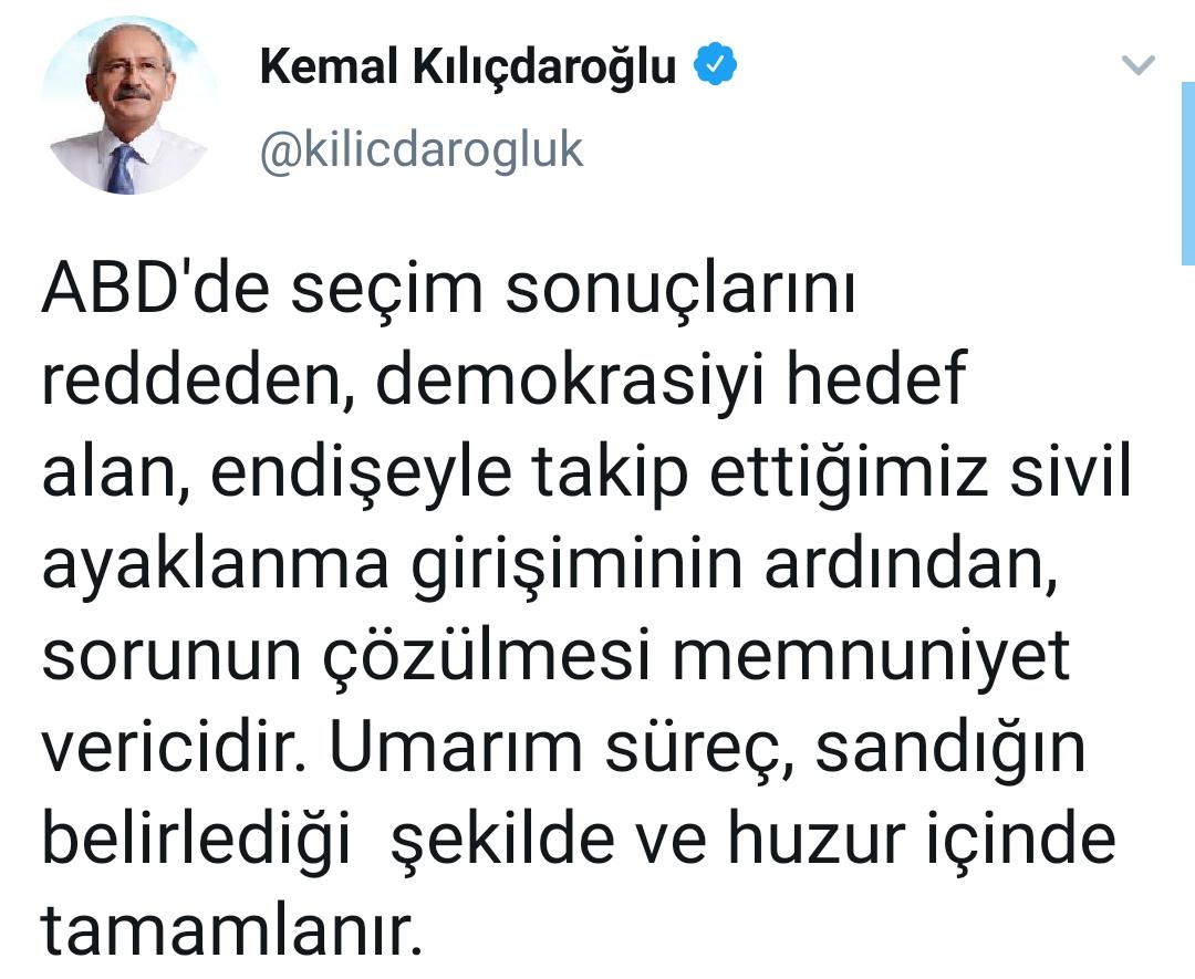 KILIÇDAROĞLU: ABD’DE SORUNUN ÇÖZÜLMESİ MEMNUNİYET VERİCİ