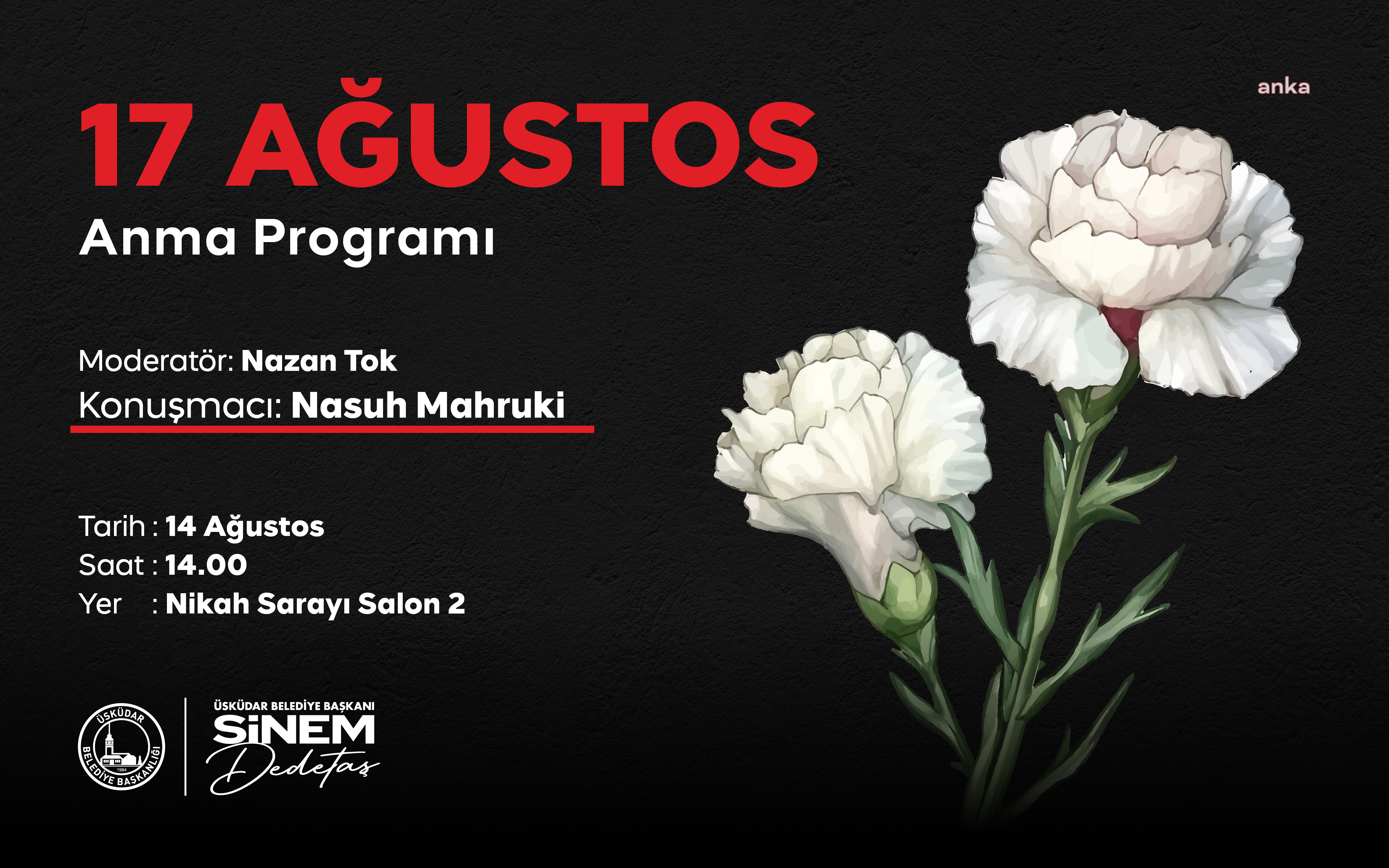 Üsküdar'da "17 Ağustos Anma Programı" düzenlenecek