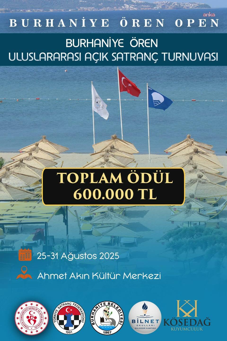 Burhaniye Ören Open Uluslararası Satranç Turnuvası yarın başlıyor