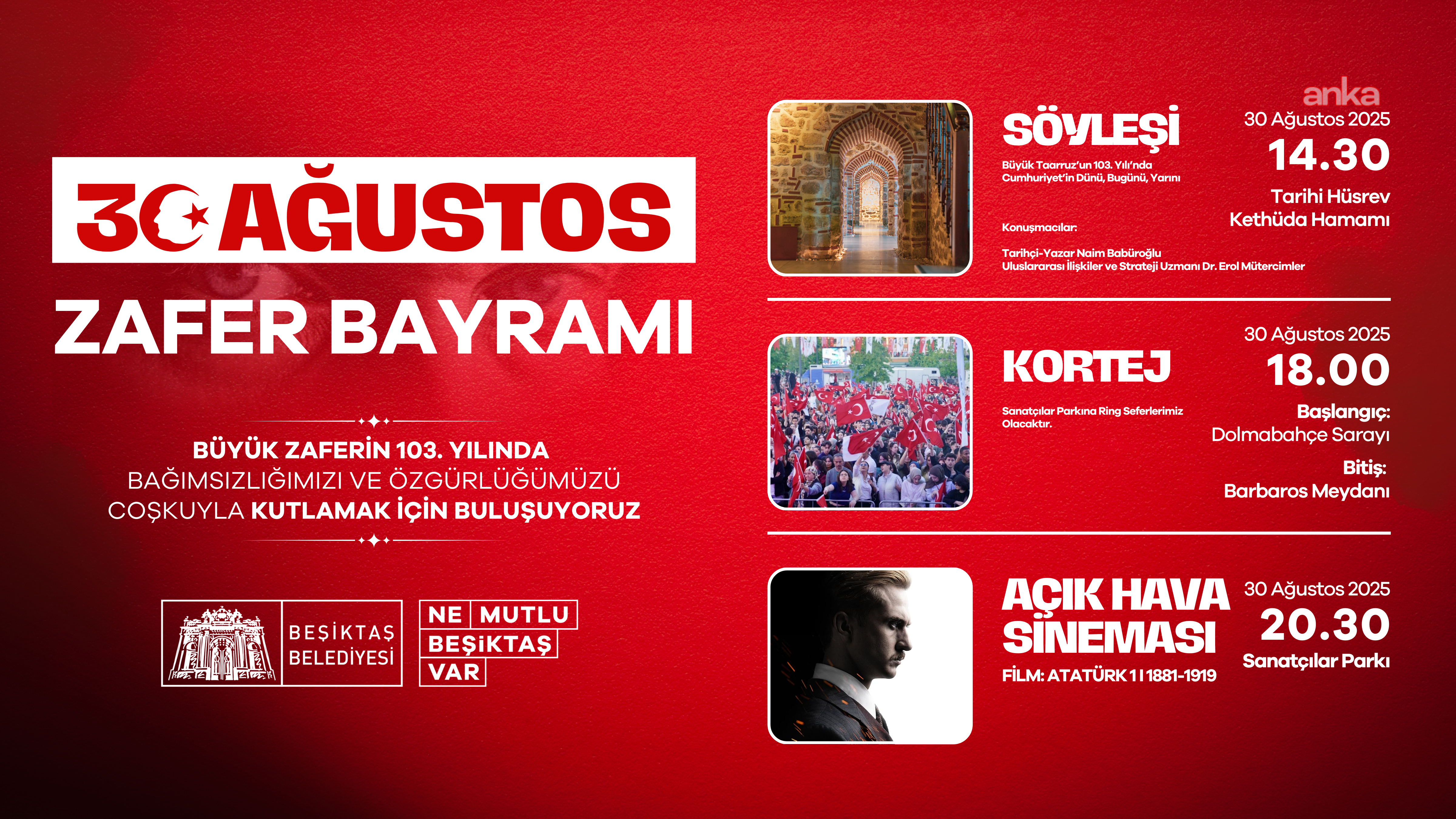 Beşiktaş’ta 30 Ağustos Zaferi’nin 103’üncü yılı coşkuyla kutlanacak